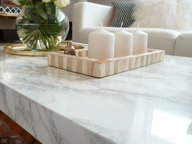 Preciously Me blog : DIY - Ikea Marble and brass coffee table